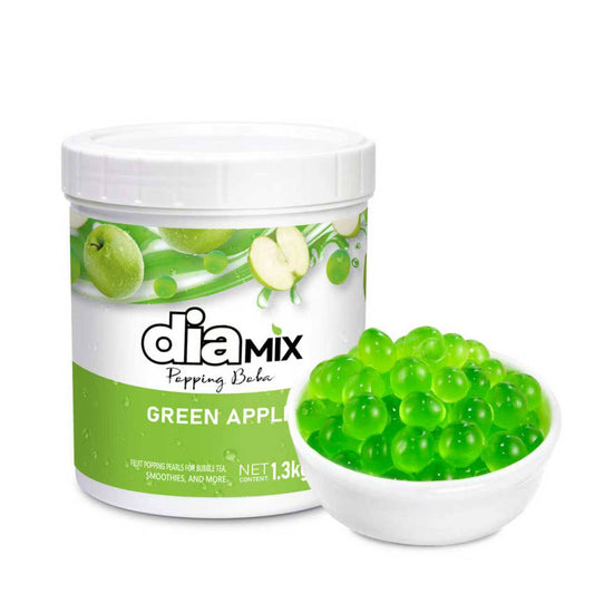 Green Apple Popping Pearls 1.3kg – Fruit Boba Caviar for Drinks & Desserts | DIAMIX | Distributed by Dia Supplies®
