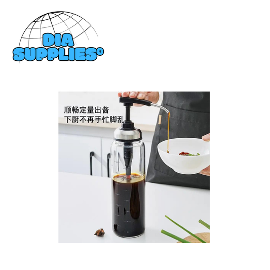 Glass Sauce ; Syrup Dispenser – 500ml with Pump
