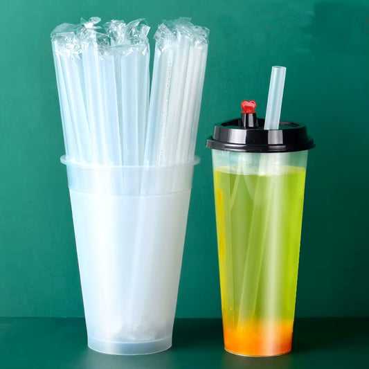 Boba Straws Pack 100pcs Transparent Jumbo Individually Wrapped