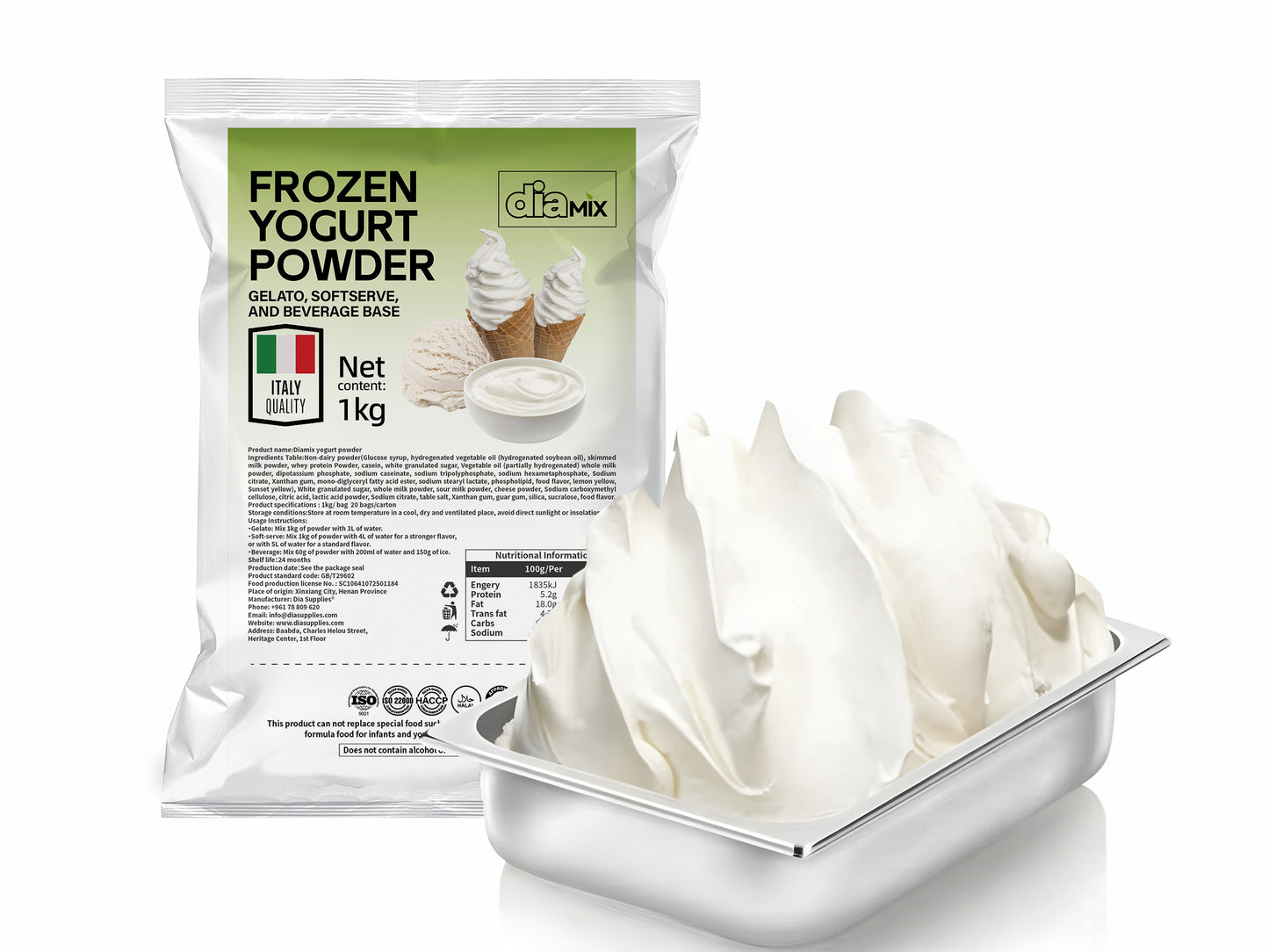 Frozen Yogurt Powder – Gelato & Soft-Serve Base | DIAMIX Italy Quality | Distributed by Dia Supplies®