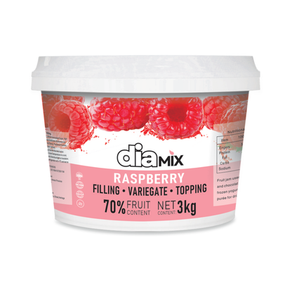 Raspberry with Seeds 3Kg Filling – 70% Fruit | DIAMIX Variegate & Topping | Distributed by Dia Supplies®