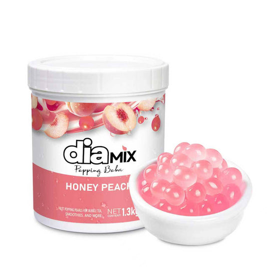 Honey Peach Popping Pearls 1.3kg – Fruit Boba Caviar for Drinks & Desserts | DIAMIX | Distributed by Dia Supplies®