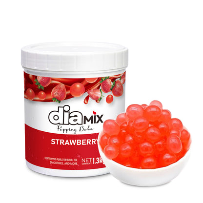 Strawberry Popping Pearls 1.3kg – Fruit Boba Caviar for Drinks & Desserts | DIAMIX | Distributed by Dia Supplies®