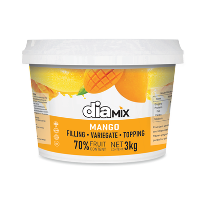 Mango Jumbo Slices 3Kg Filling – 70% Fruit, 2cm Thick | DIAMIX Variegate & Topping | Distributed by Dia Supplies®