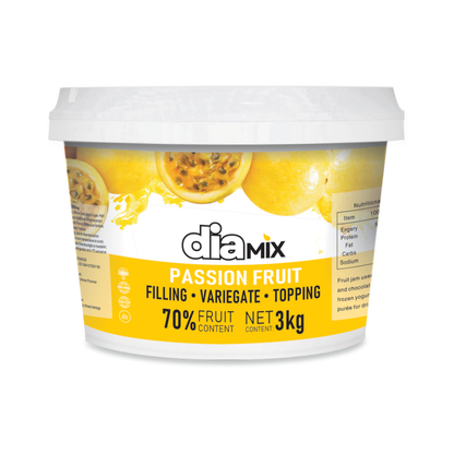 Passion Fruit with Seeds 3Kg Filling – 70% Fruit | DIAMIX Premium Variegate & Topping | Distributed by Dia Supplies®