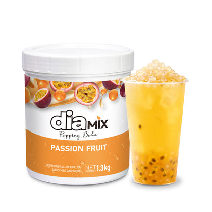 Passion Fruit Popping Pearls 1.3kg – Fruit Boba Caviar for Drinks & Desserts | DIAMIX | Distributed by Dia Supplies®