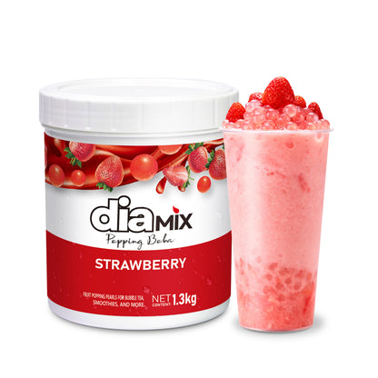 Strawberry Popping Pearls 1.3kg – Fruit Boba Caviar for Drinks & Desserts | DIAMIX | Distributed by Dia Supplies®